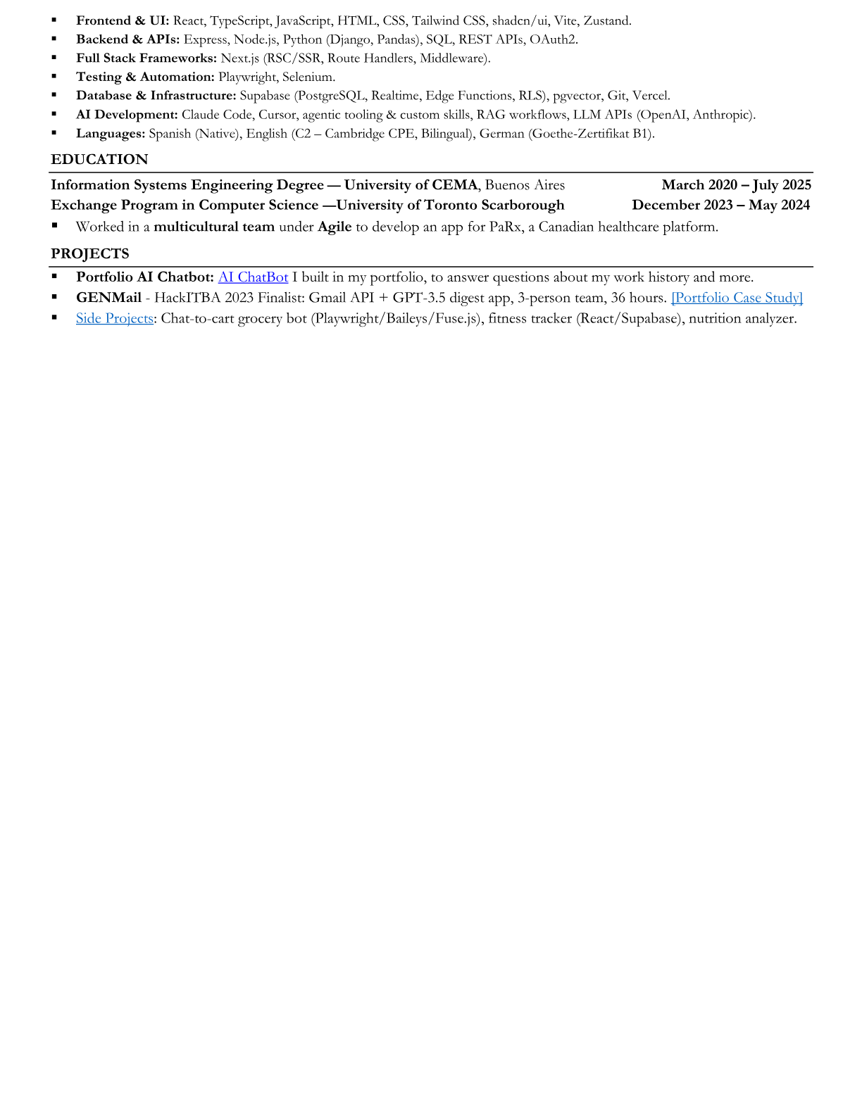 Germán Tarnoski Resume, page 2